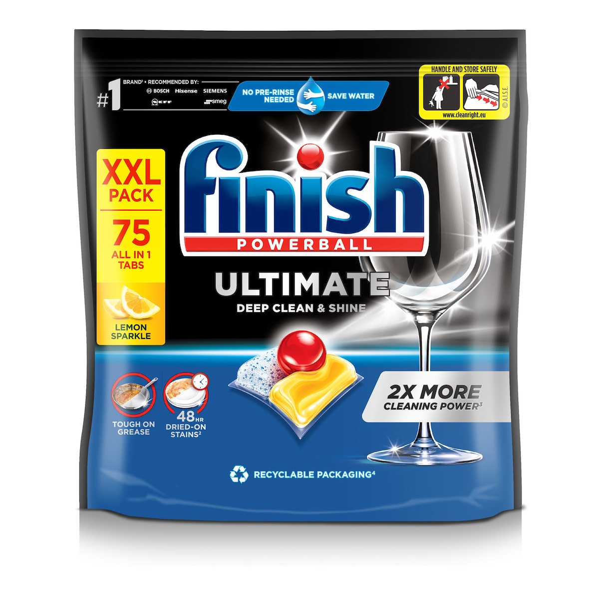 Finish Ultimate Deep Clean & Shine Dishwasher Tablets Lemon - 75 Tabs 1