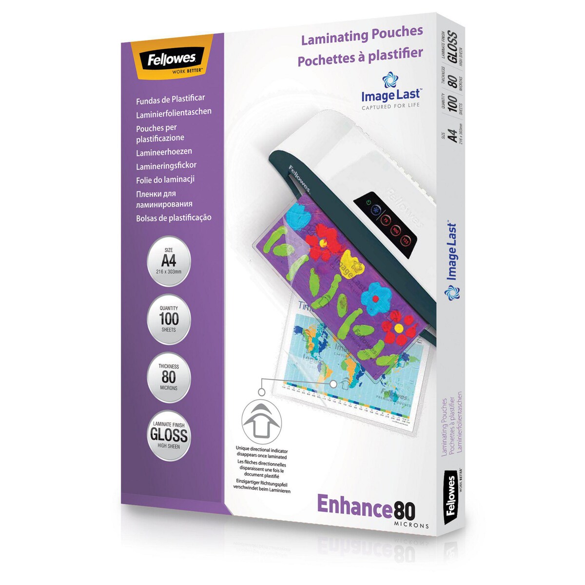 Fellowes A4 Laminating Pouches Gloss 160 Microns (2 x 80) - Pack of 100 1