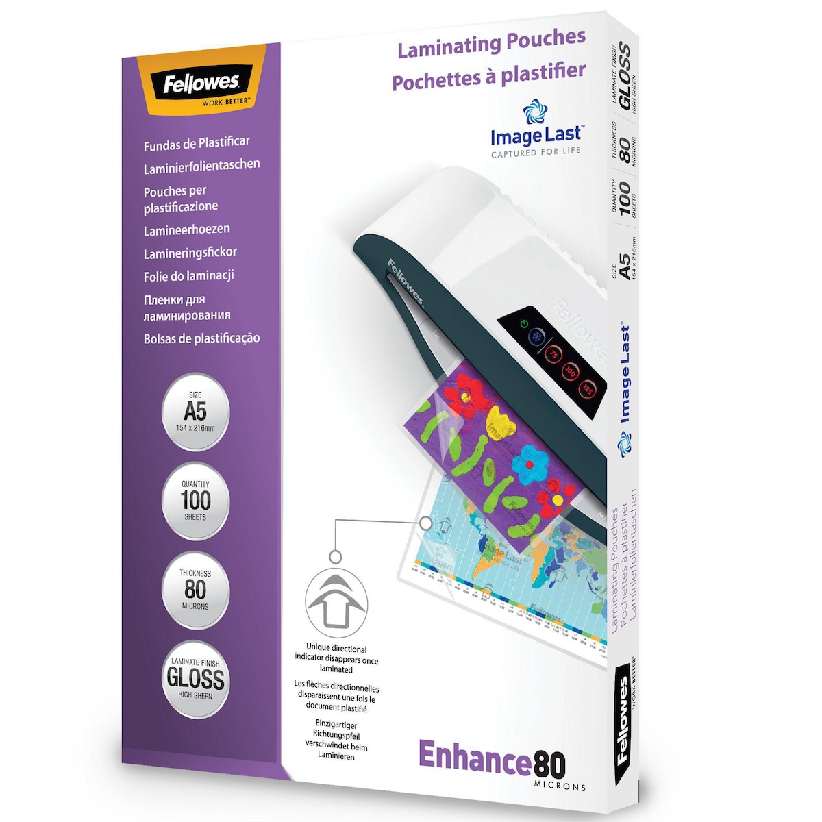 Fellowes A5 Laminating Pouches Gloss 160 Microns (2 x 80) - Pack of 100 1