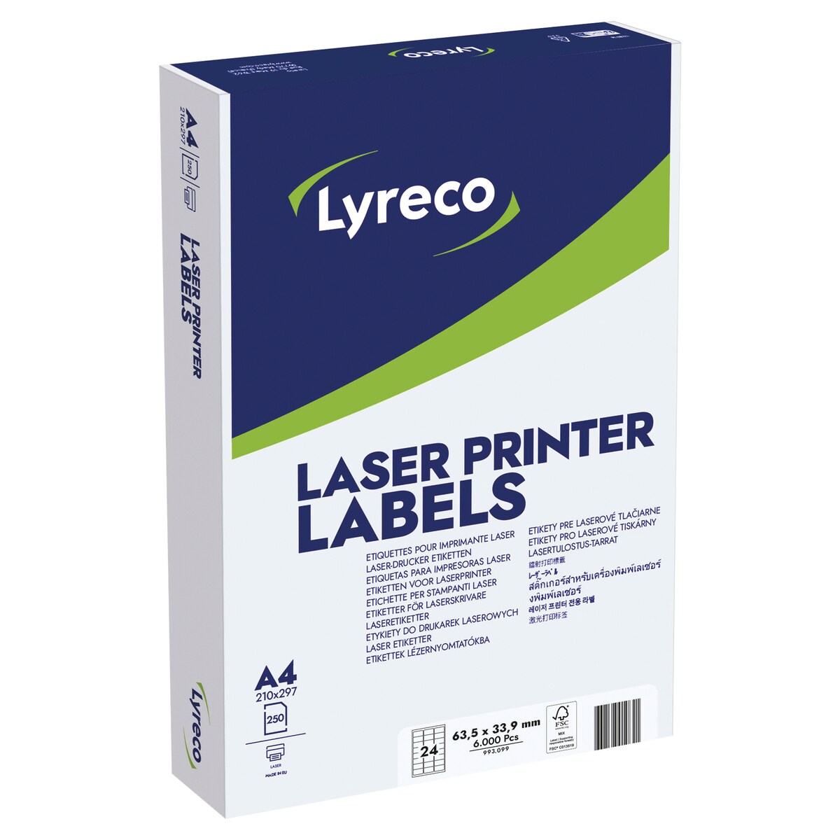 Lyreco Premium Laser Labels 63.5x33.9mm 24-Up White - Pack Of 250 1