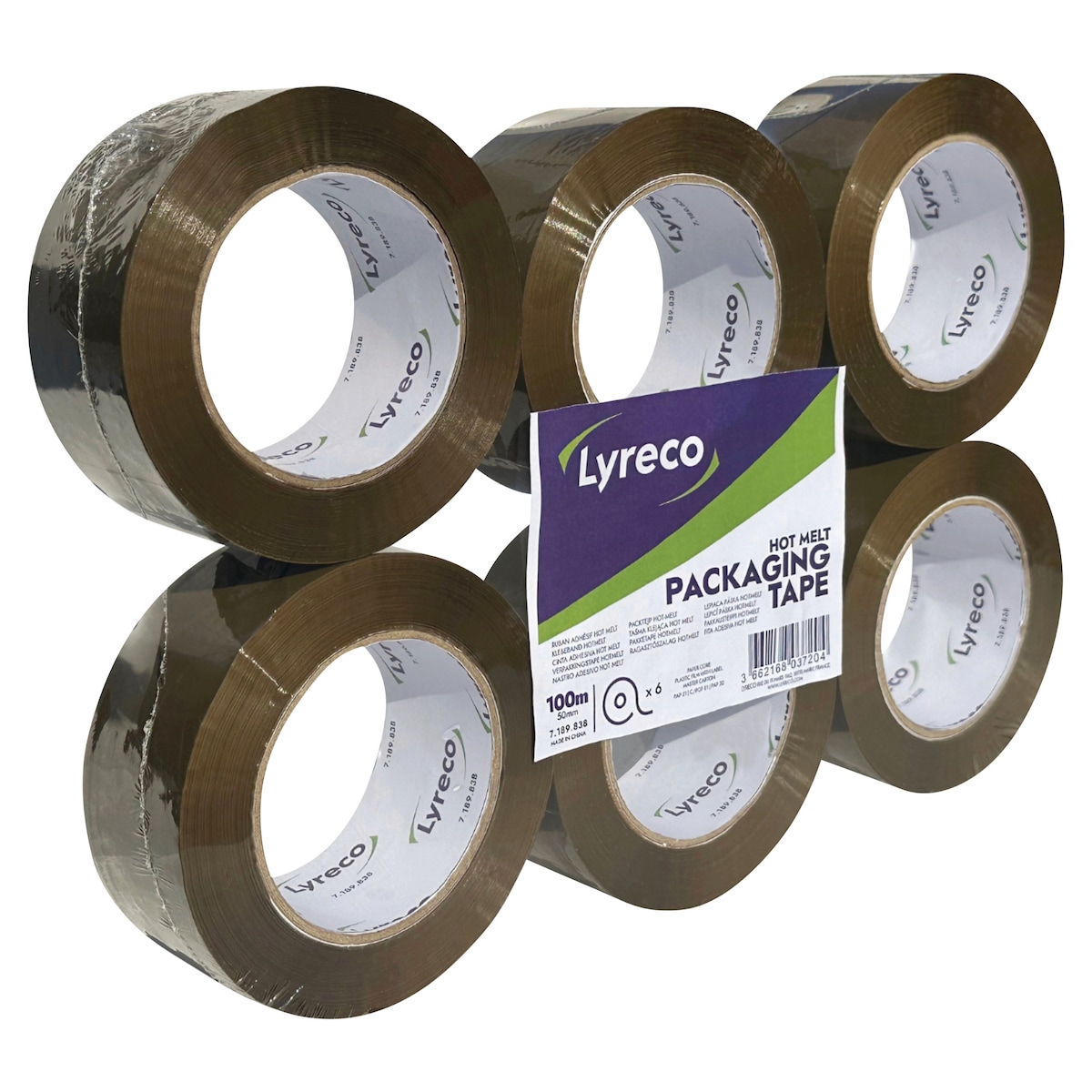 PK6 Lyreco H/M Pp Pack Tape 50X100 Brw 1