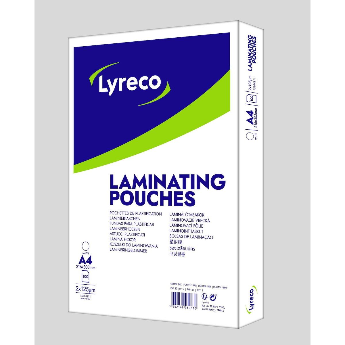 Lyreco A4 Matt Laminating Pouches 250 Micron (2x125) - Pack of 100 1