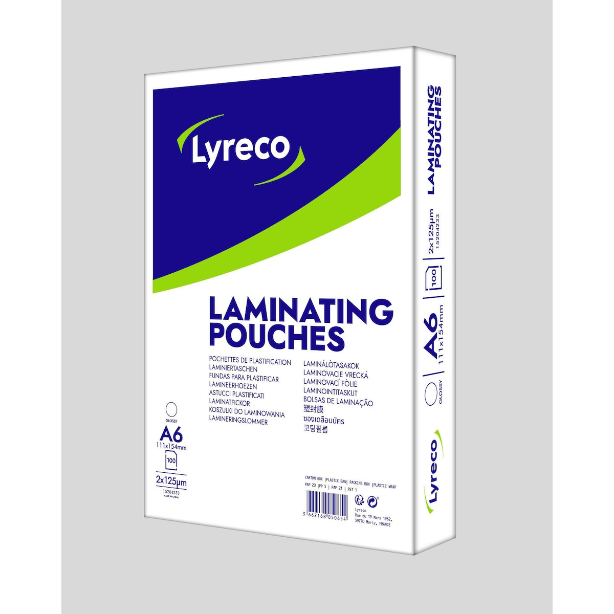 Lyreco A6 Gloss Laminating Pouches 250 Micron (2x125) - Pack of 100 1