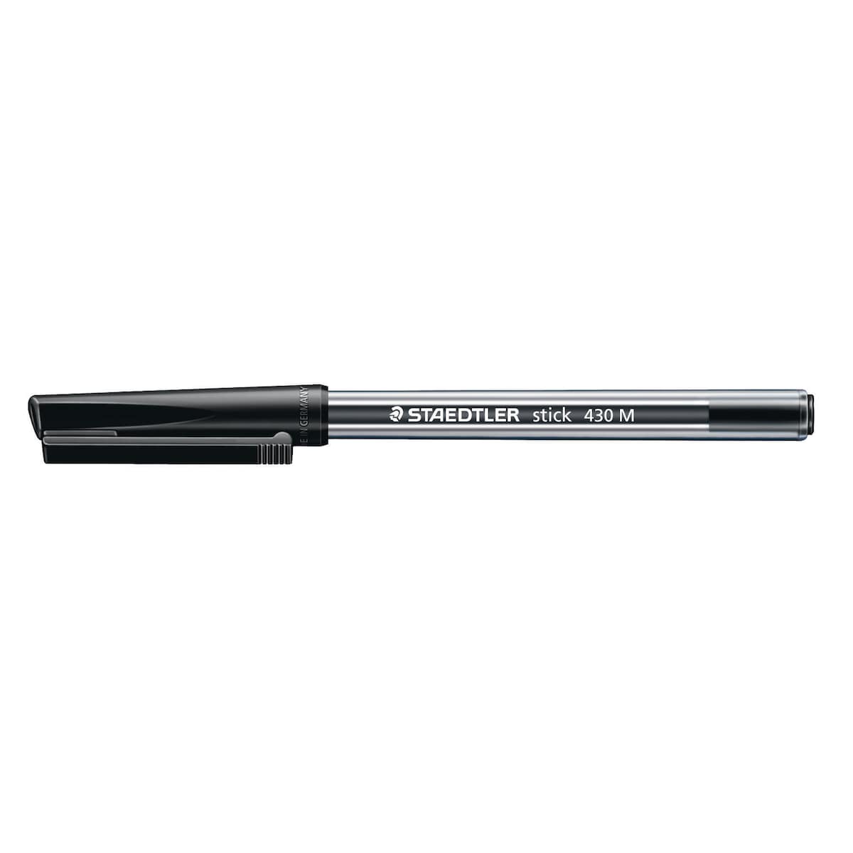 Staedtler Stick 430 Ball Point Black Pens 0.7mm Line Width - Box of 10 1