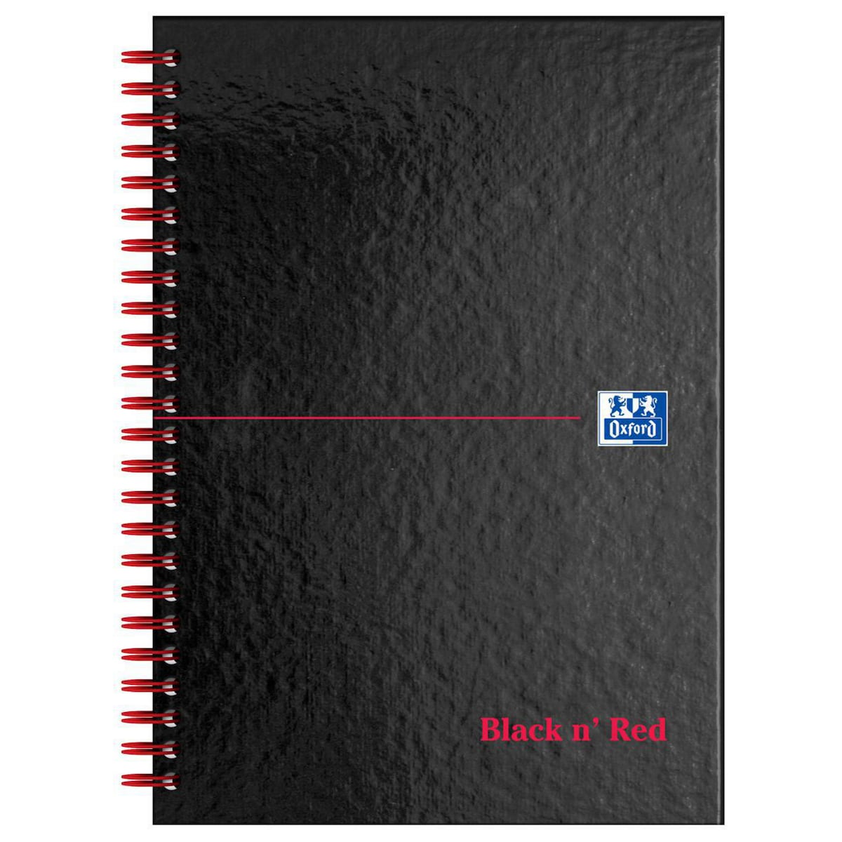 Oxford Black n' Red Notebook A5 Glossy Hardback Wirebound Ruled 140 Pages Black 1