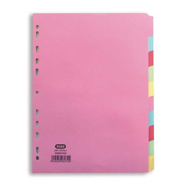 Elba A4+ Coloured Card Dividers - 10 Part 1