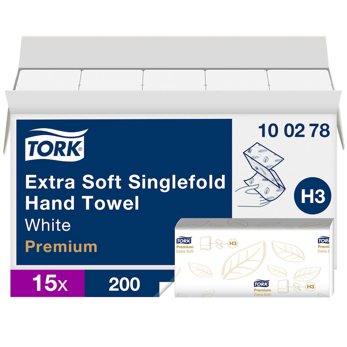 Tork Extra Soft Singlefold Hand Towels White H3, 100278, 2 Ply, Pack of 3000 1
