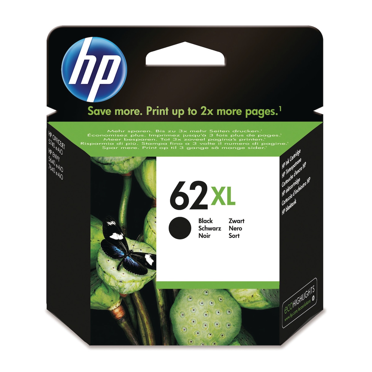 HP 62XL High Yield Black Original Ink Cartridge (C2P05AE) 1