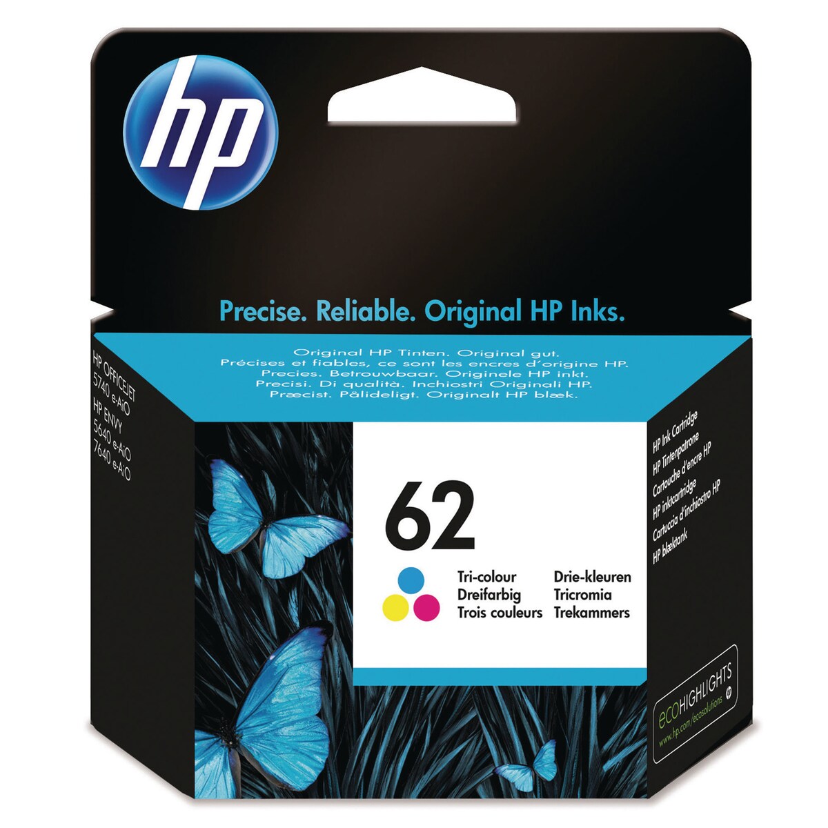 HP 62 Tri-Colour Original Ink Cartridge (C2P06AE) 1