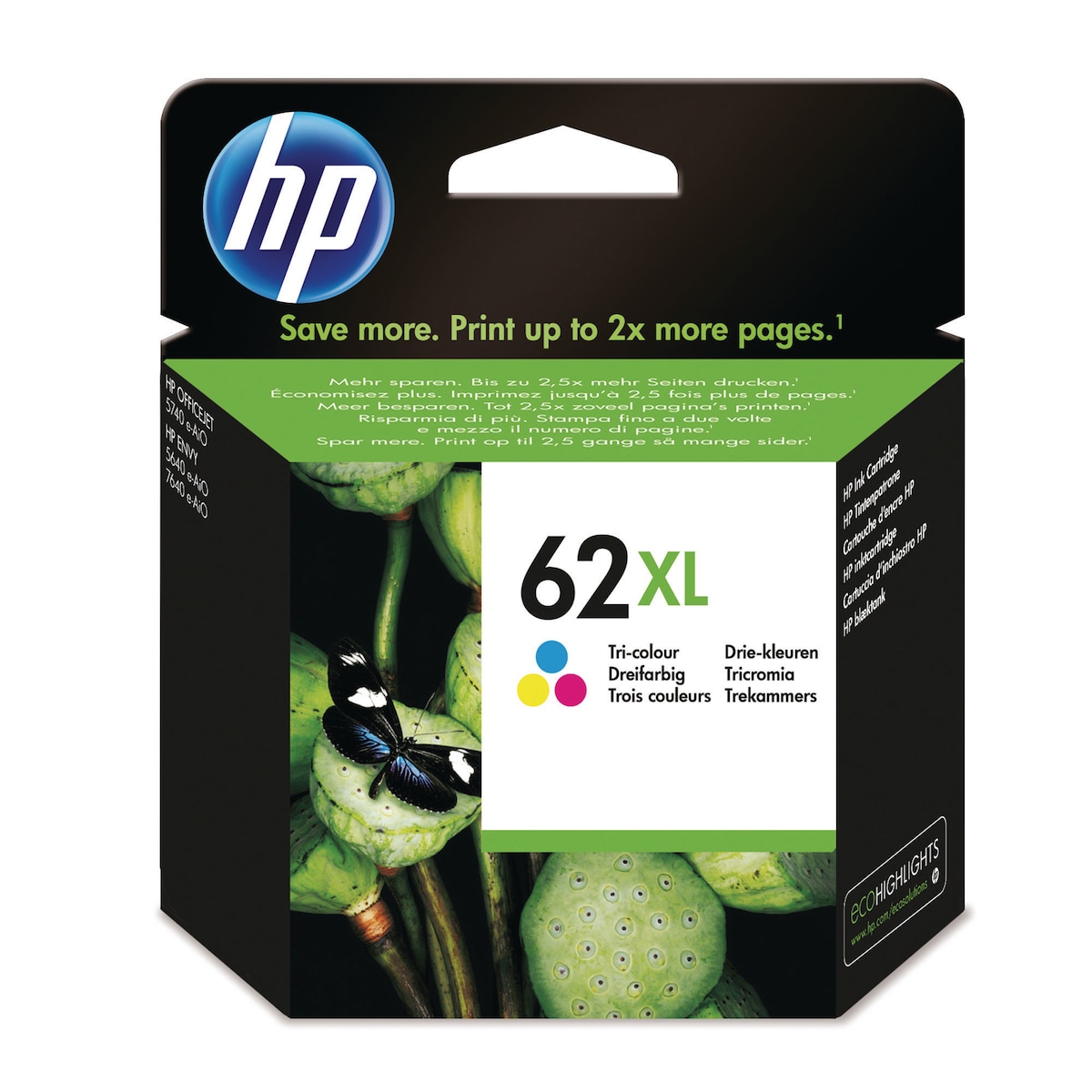 HP 62XL High Yield Tri-Colour Original Ink Cartridge (C2P07AE) 1