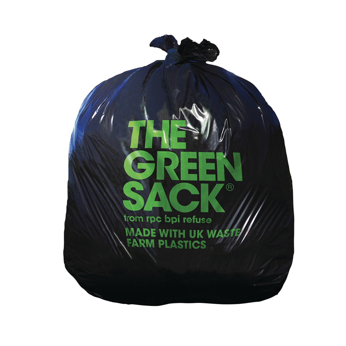 The Green Sack® 10kg Medium Duty Refuse Sack  457x737x965mm Black - Box of 200 1