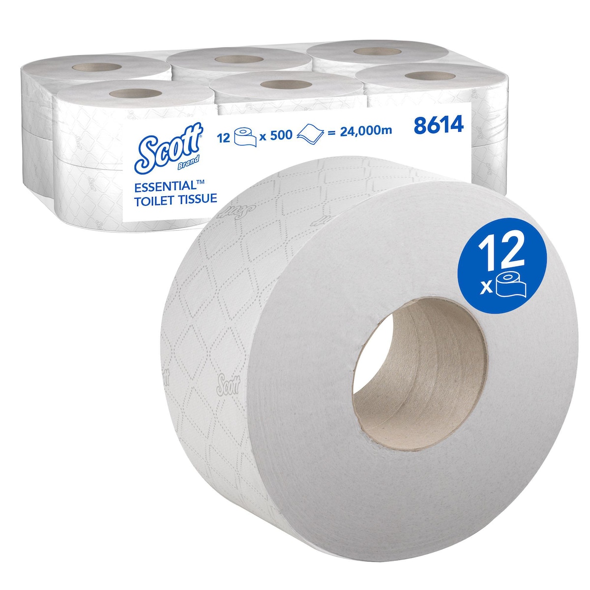 Scott Essential Jumbo Roll Toilet Tissue 8614 - White, 12 Rolls 1