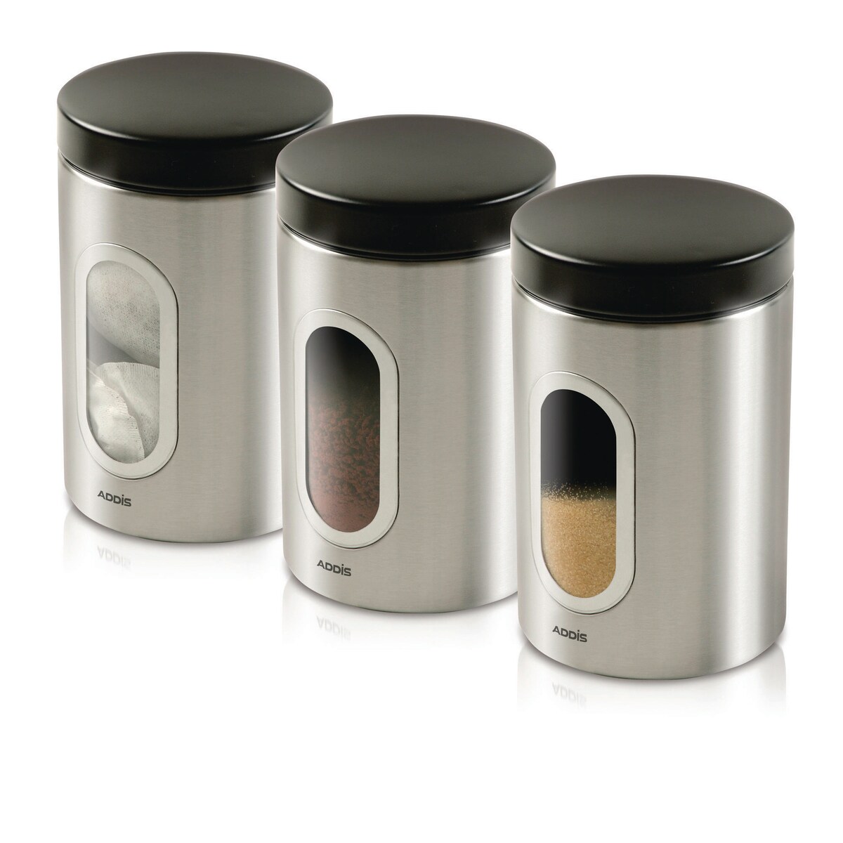 Addis Stainless Steel 900ml Canisters - Pack of 3 1