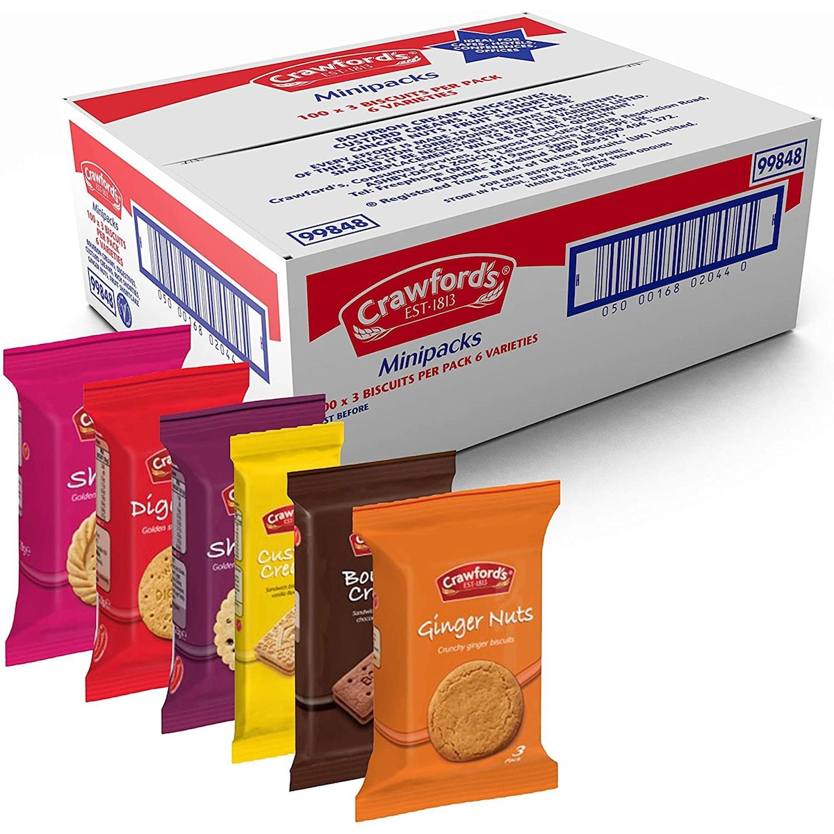 Crawfords Minipacks - Box of 100 Packs of 3 Biscuits 1