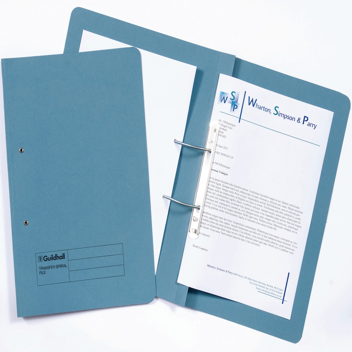 Guildhall Spiral File, 420gsm, Foolscap - Blue, Pack of 25 1