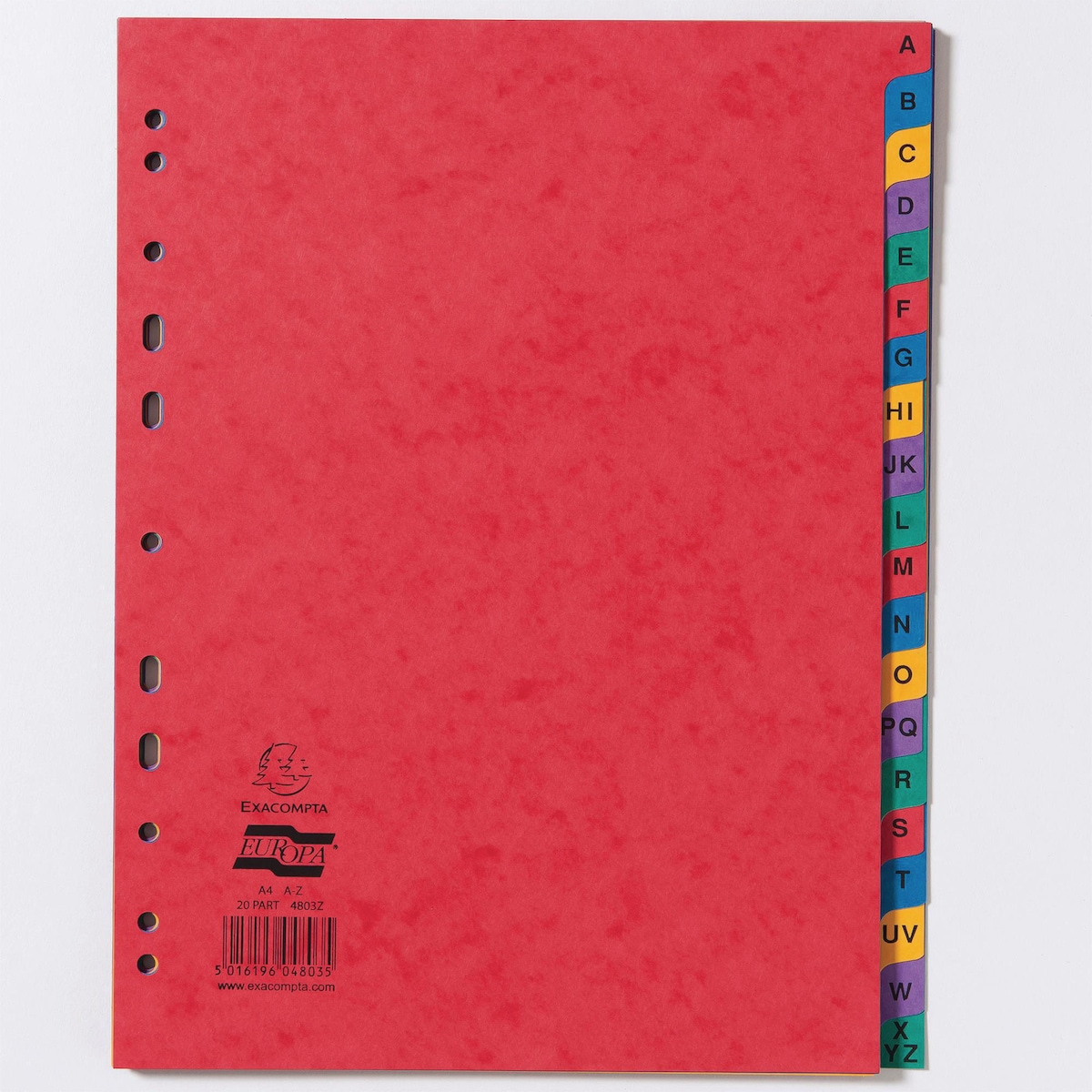 Exacompta Europa Pressboard A4 Printed Indices, 20 Parts (A-Z), Assorted Colours 1