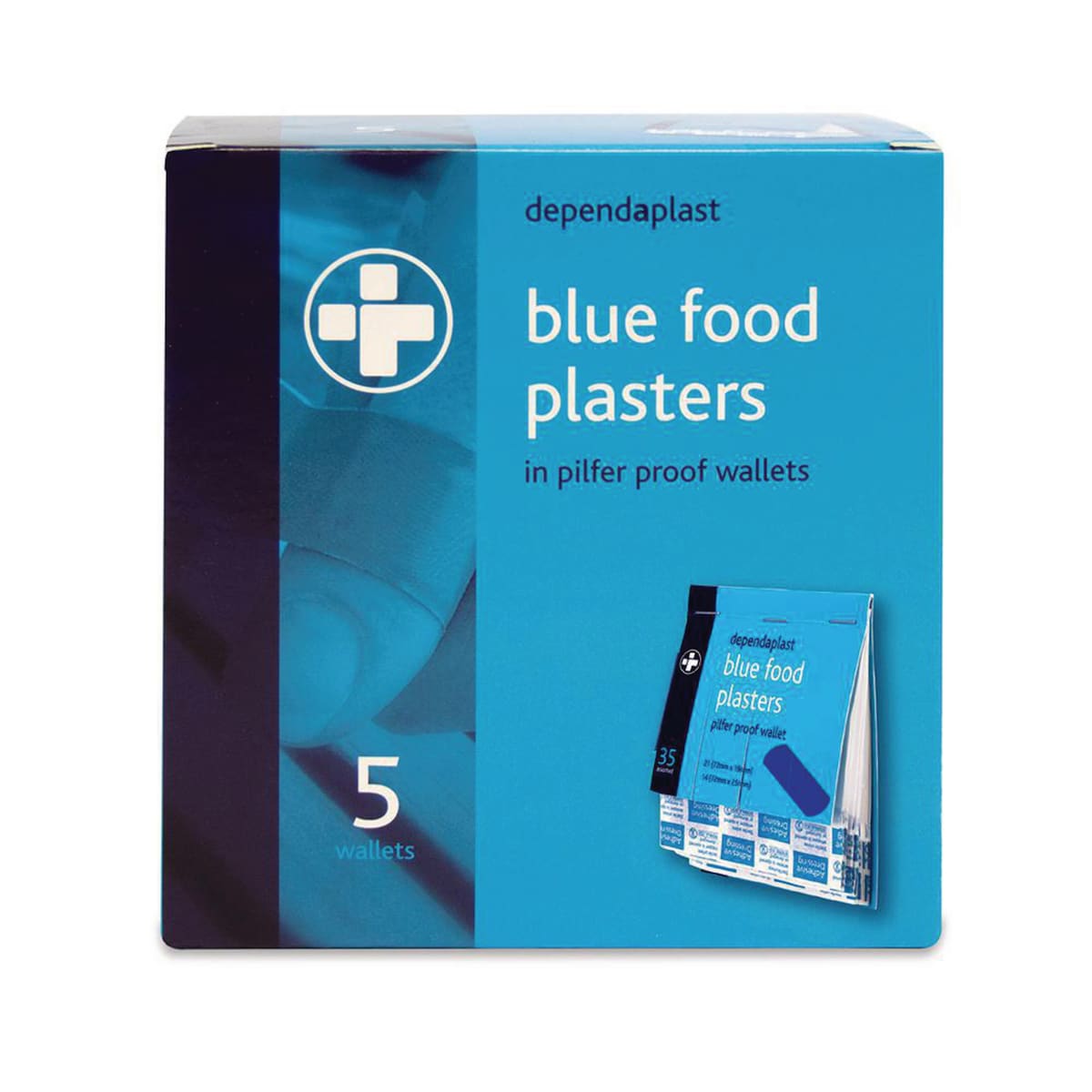 BOX OF 5 DEPENDAPLAST PILFER PLASTERS BLUE 1