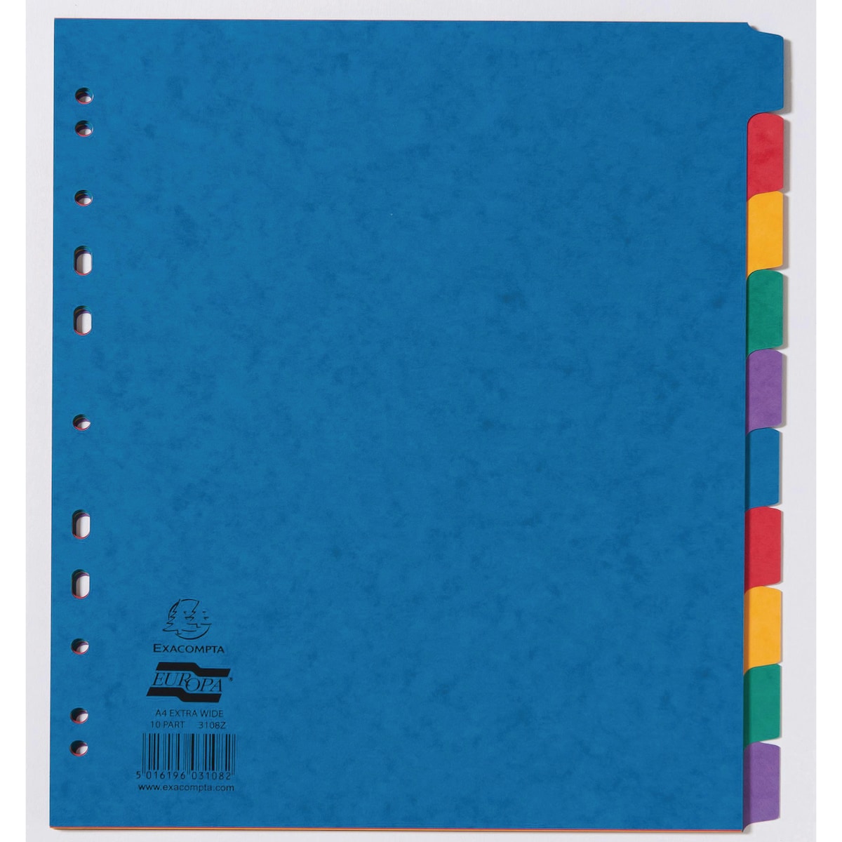 Exacompta Europa Pressboard A4 Extra Wide Dividers, 10 Part, Assorted Colours 1