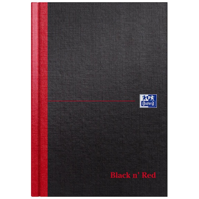 Oxford Black n' Red Notebook A5 Hardback Ruled A-Z Index 192 Page Black 1