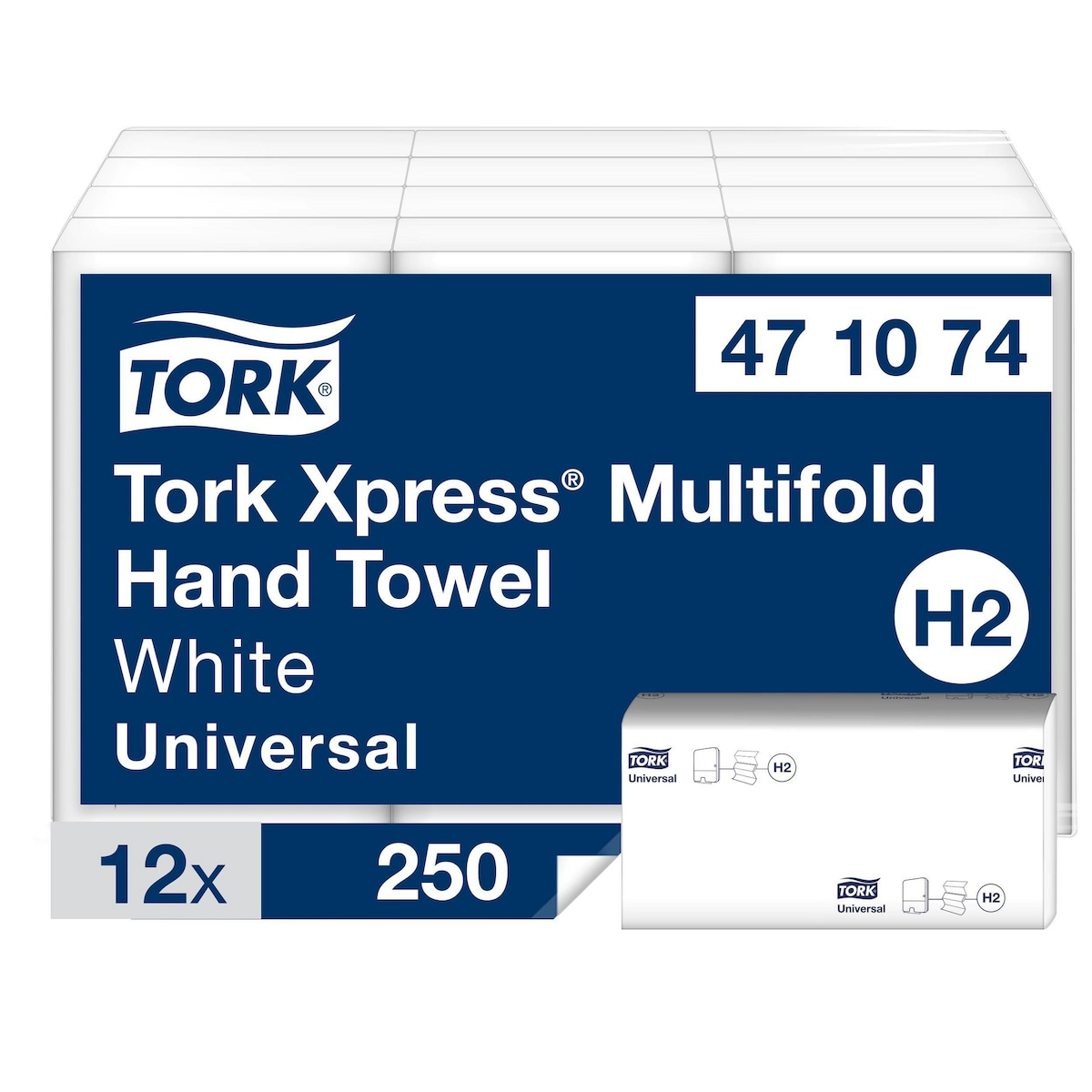 Tork Xpress® Multifold Hand Towels White H2, 471074, 1 Ply, Pack of 3000 Sheets 1