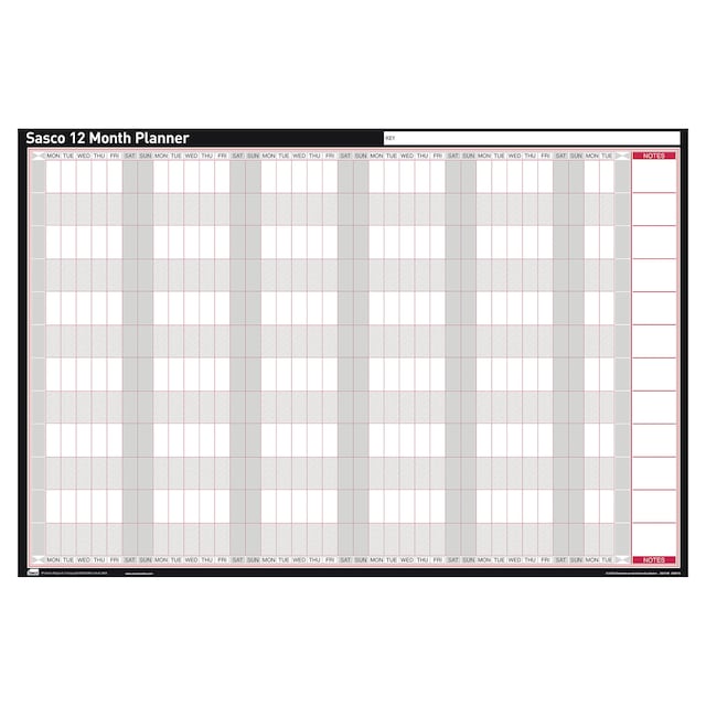 Sasco Undated 12 Month Mounted Planner 914 X 610mm 1