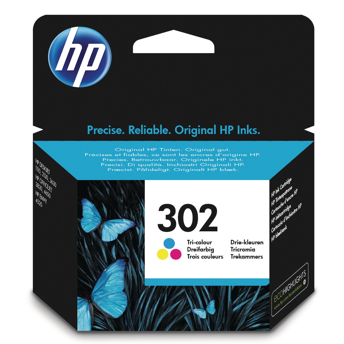 HP 302 Tri-Colour Original Ink Cartridge (F6U65AE) 1