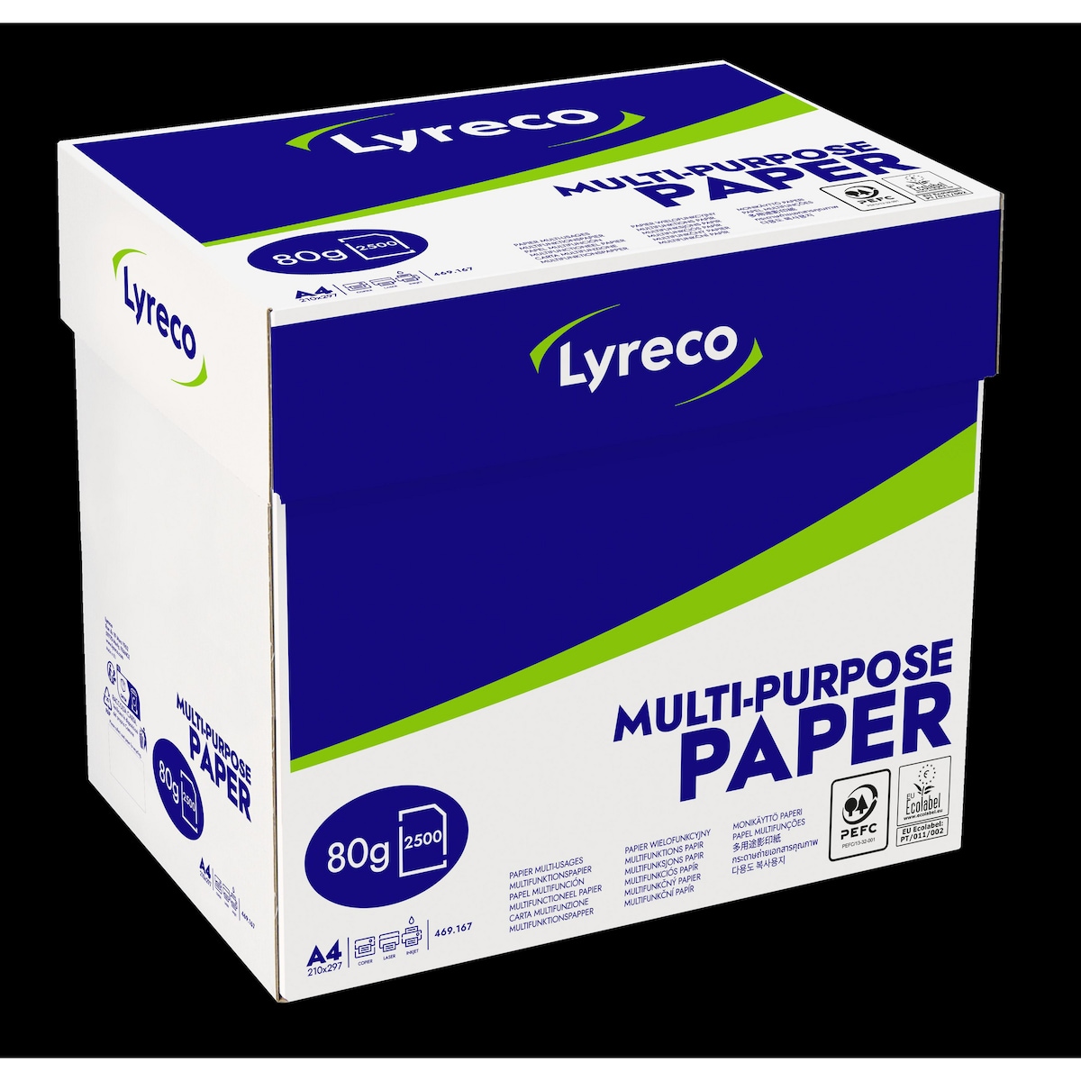 Lyreco White A4 Paper 80gsm - Non-Stop Box of 2500 Unwrapped Sheets of Paper 1