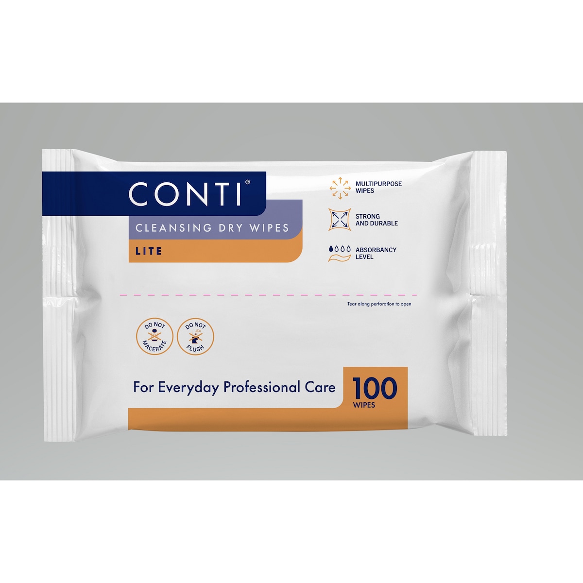 Conti® Lite Cleansing Dry Wipe Small 240mm x 180mm - Pack of 100 1