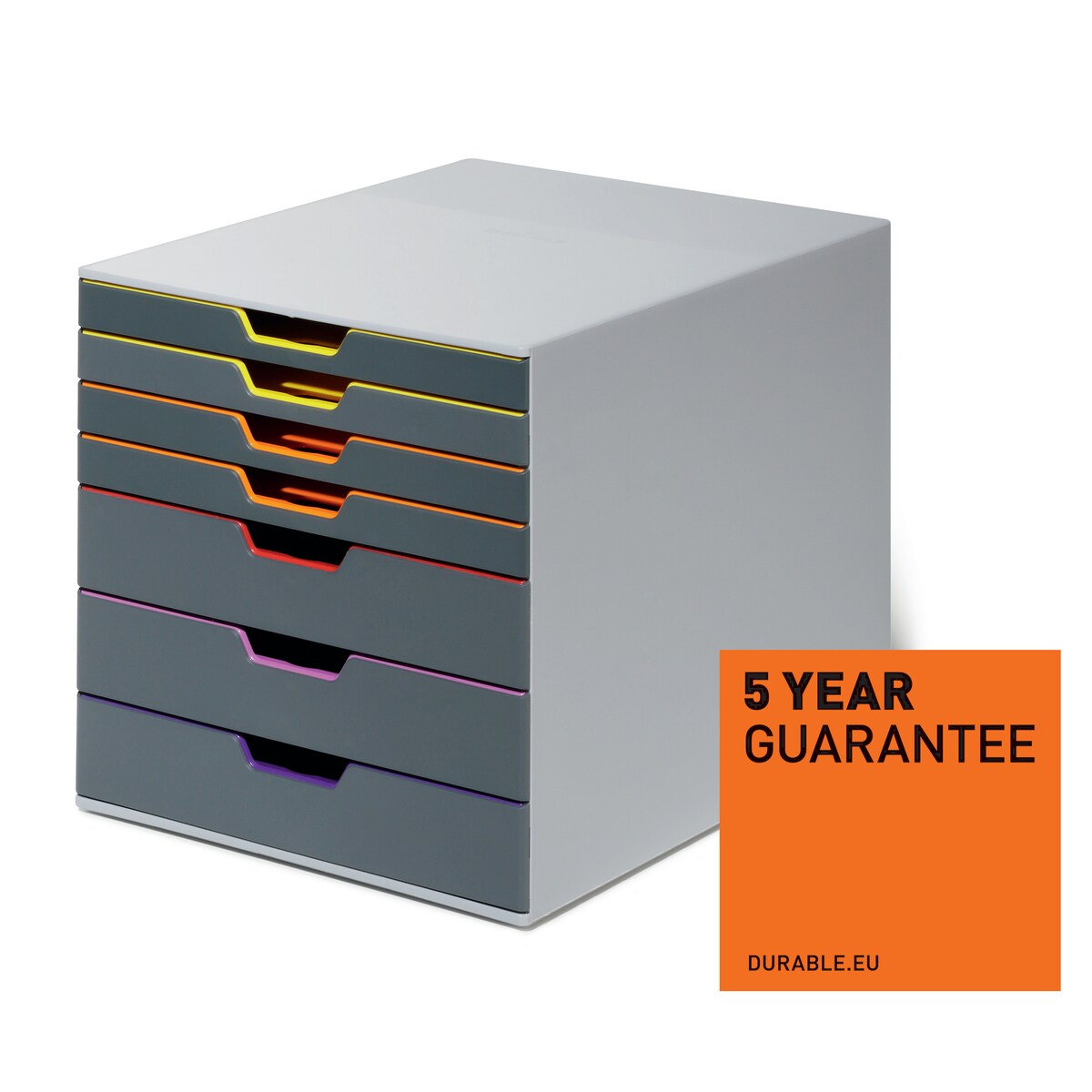 Durable VARICOLOR Desktop Organiser 7 Drawer Colour Coded Modular Storage - A4+ 1