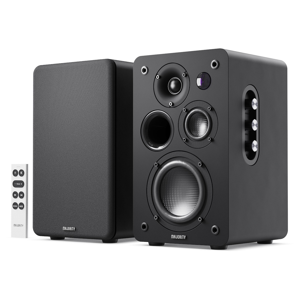 Majority D100X 100W Bluetooth & HDMI Bookshelf Speakers - Black 1