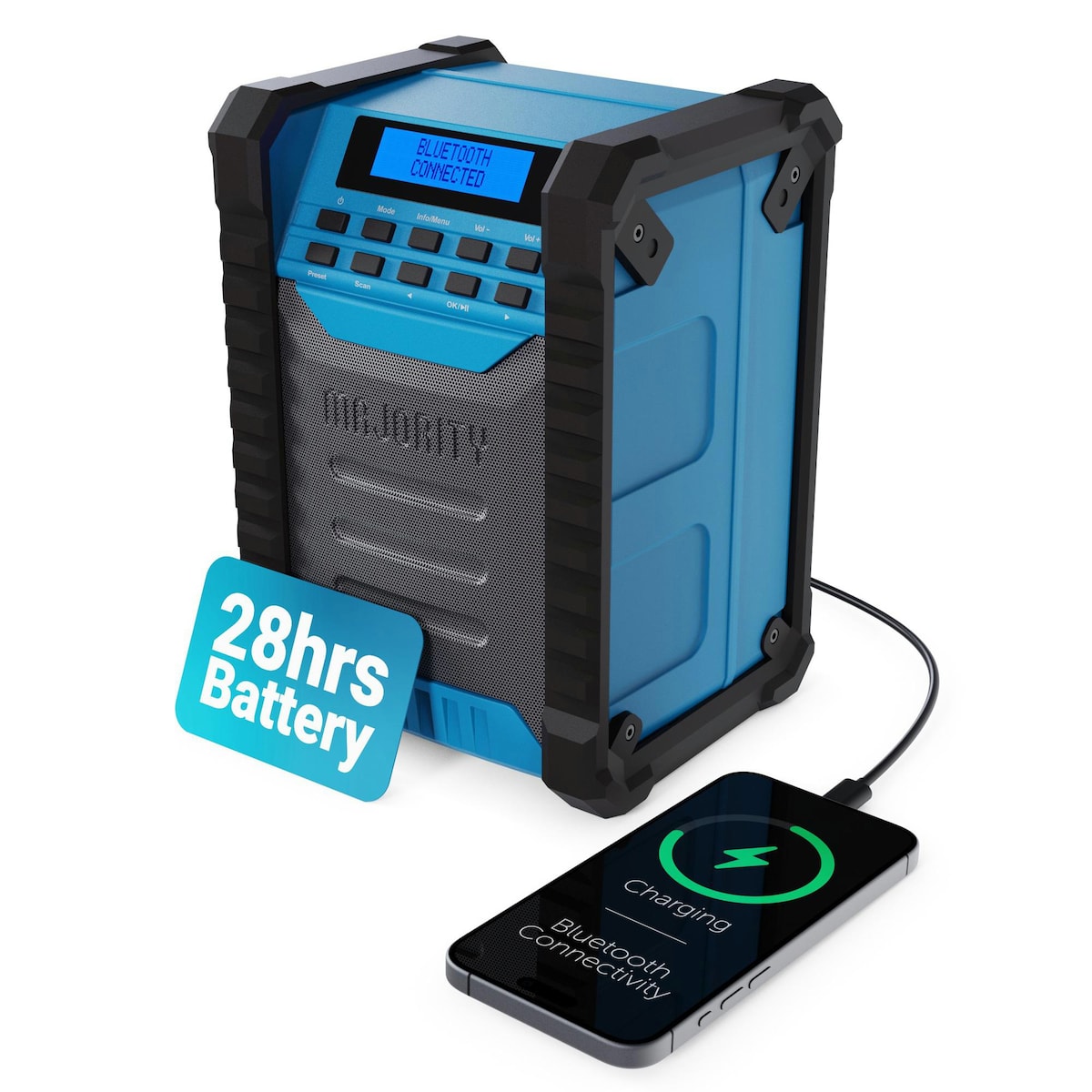 Majority Landbeach Portable DAB/FM Jobsite Radio and Bluetooth Speaker 1