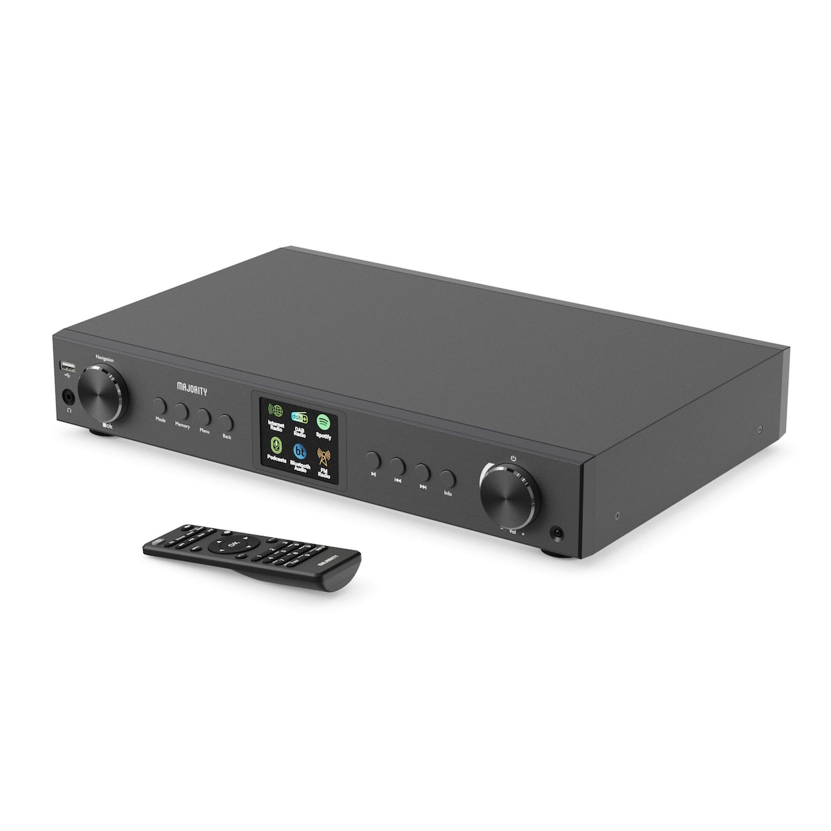 Majority Fitzwilliam 2 Internet Radio with DAB+ and Bluetooth HiFi Tuner - Black 1