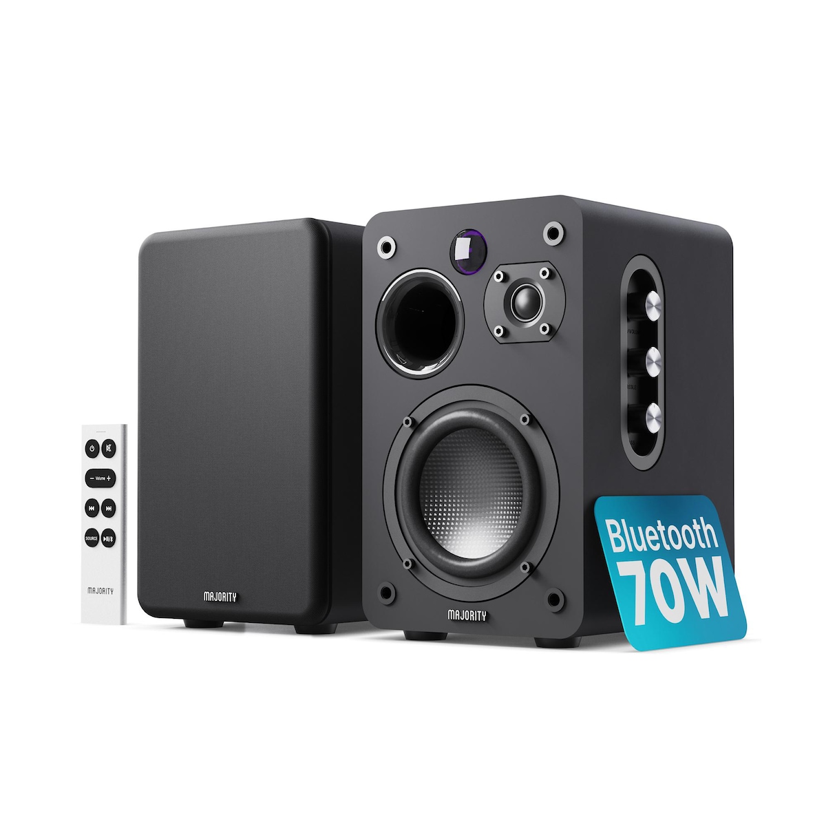 Majority D70X 70W Active Bluetooth & HDMI Bookshelf Speakers - Black 1