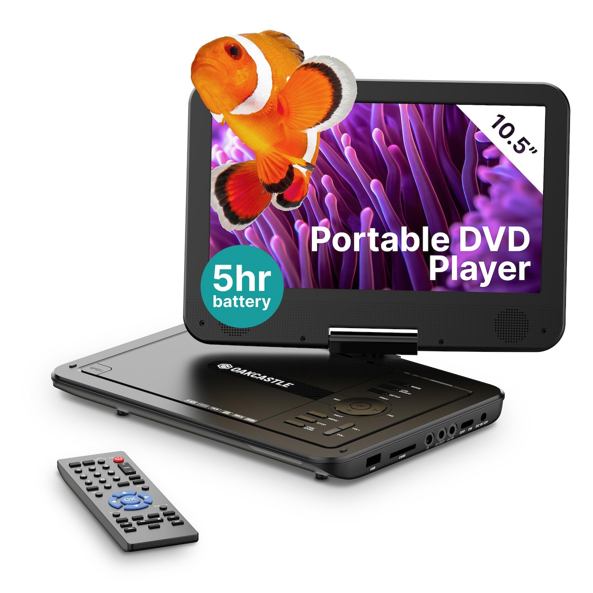 Oakcastle DVD120 12" Portable DVD Player with Anti-Skip & 3.5mm jack - Black 1
