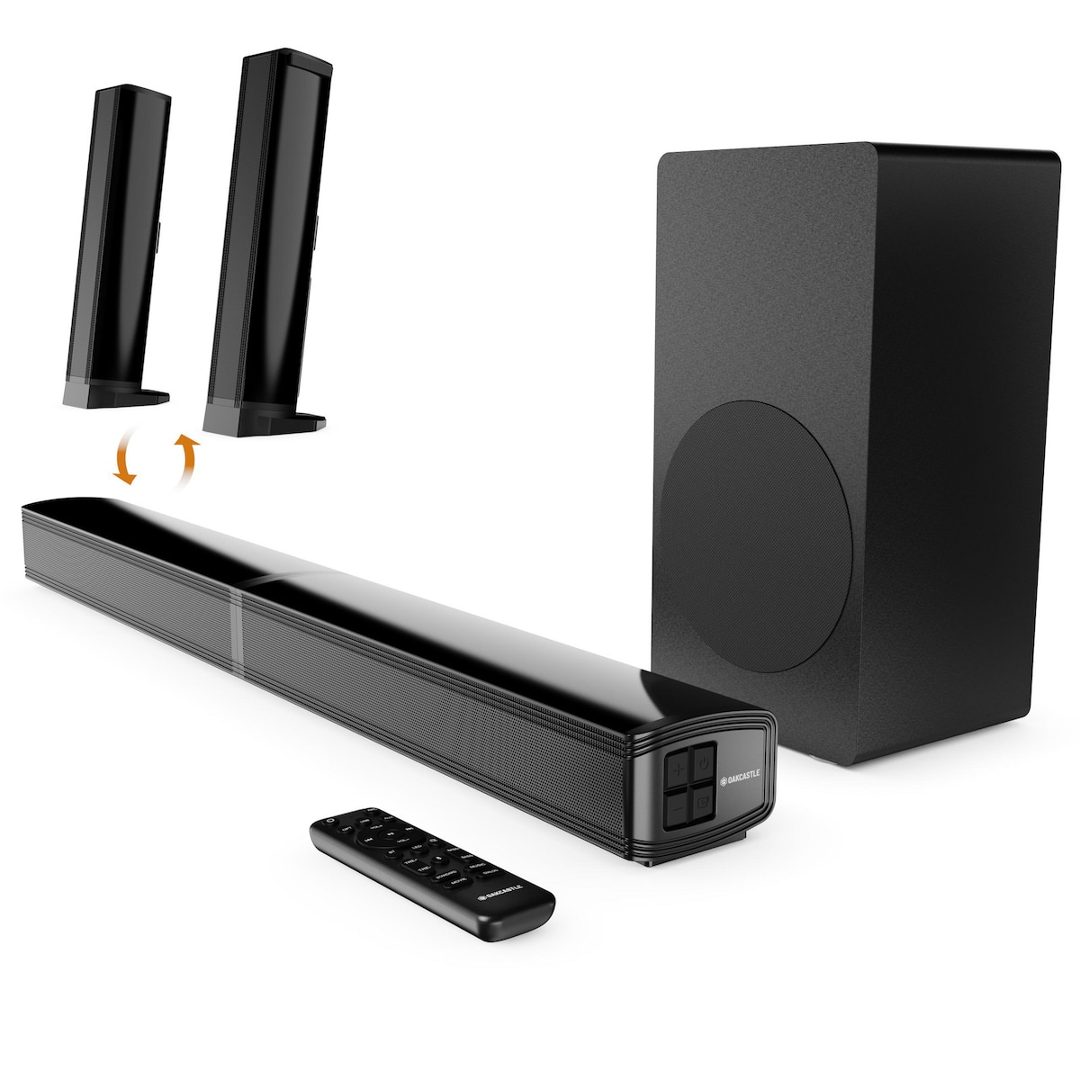 Oakcastle SB80 Xtra Split Soundbar & Subwoofer with HDMI Arc and Optical - Black 1