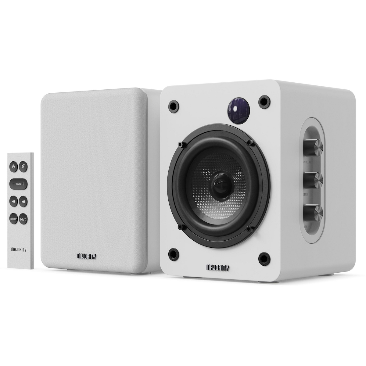 Majority D50X 60W Bluetooth & HDMI Bookshelf Speakers - White 1