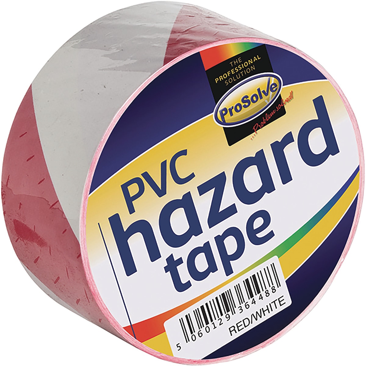 Roll Hazard Warning tape Red 50mm 33Mtr Adhesive White 1