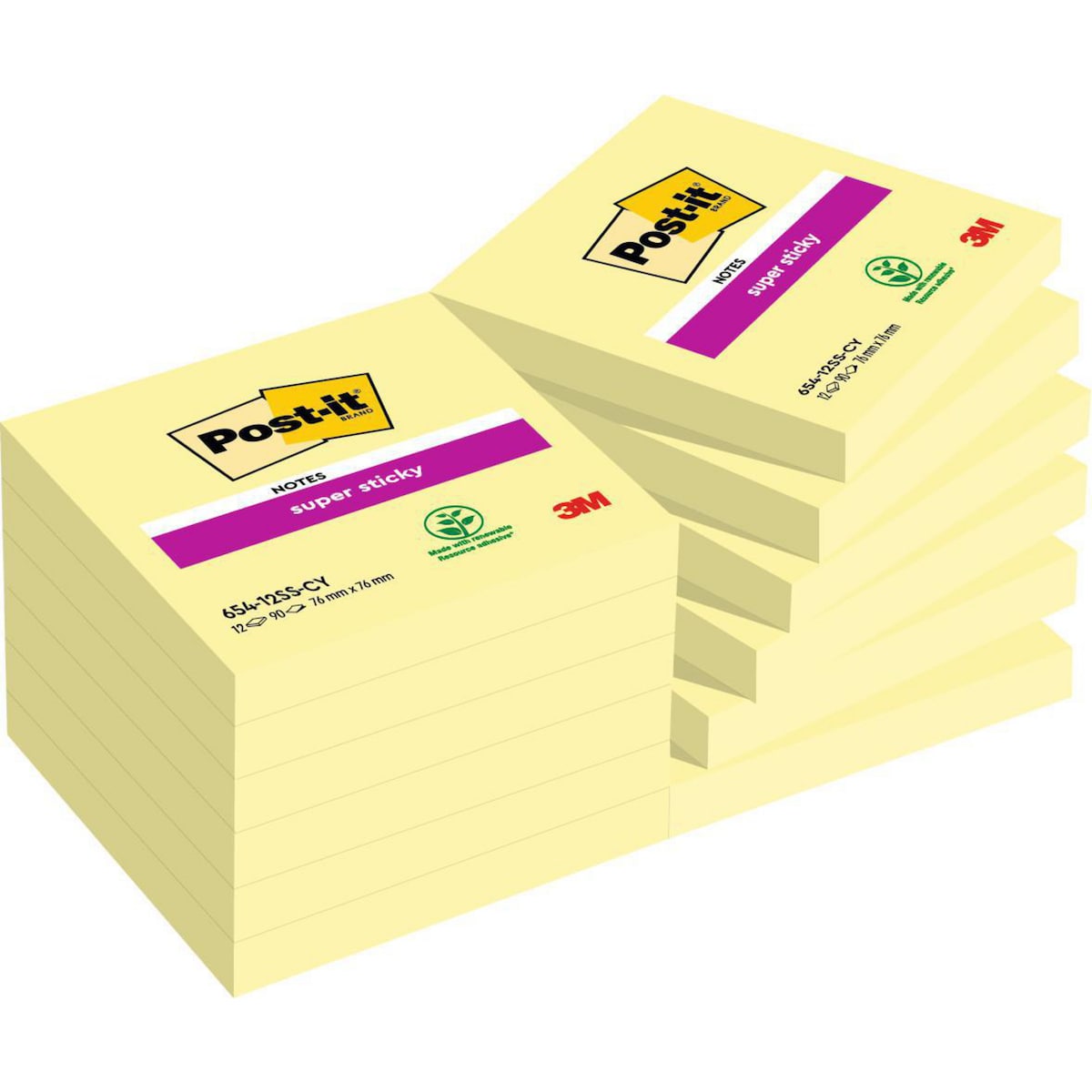 Post-It Super Sticky 76x76mm canary yellow - Pack Of 12 1