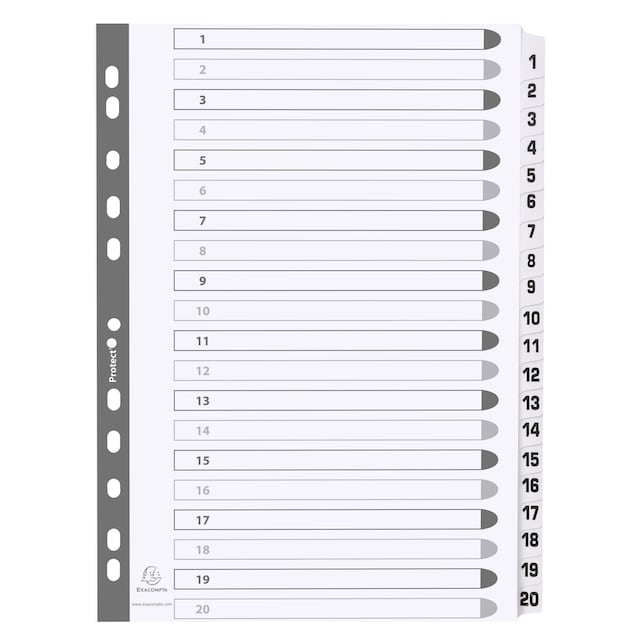 Exacompta Mylar Printed Indices A4 20 Part - White 1