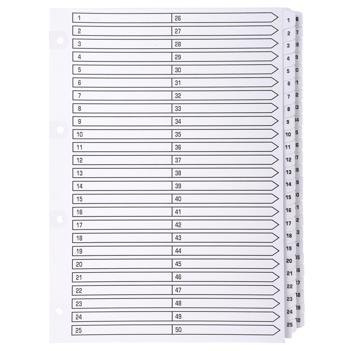 Exacompta Mylar Printed Indices A4 50 Part - White 1
