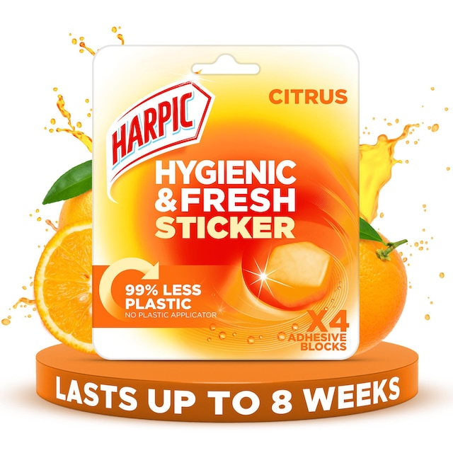 Harpic Hygienic & Fresh Citrus Toilet Stickers, Freshener, Pack of 4 1
