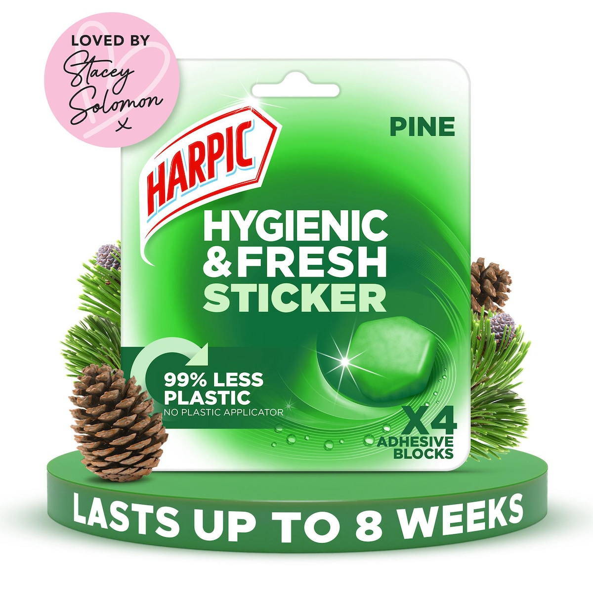 Harpic Hygienic & Fresh Pine Toilet Stickers, Freshener, Pack of 4 1