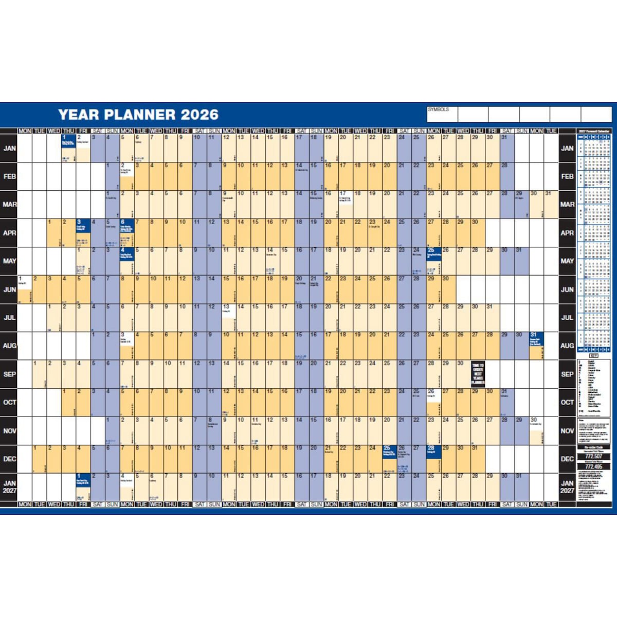 Mounted Landscape Year Planner - 915 X 610mm 1