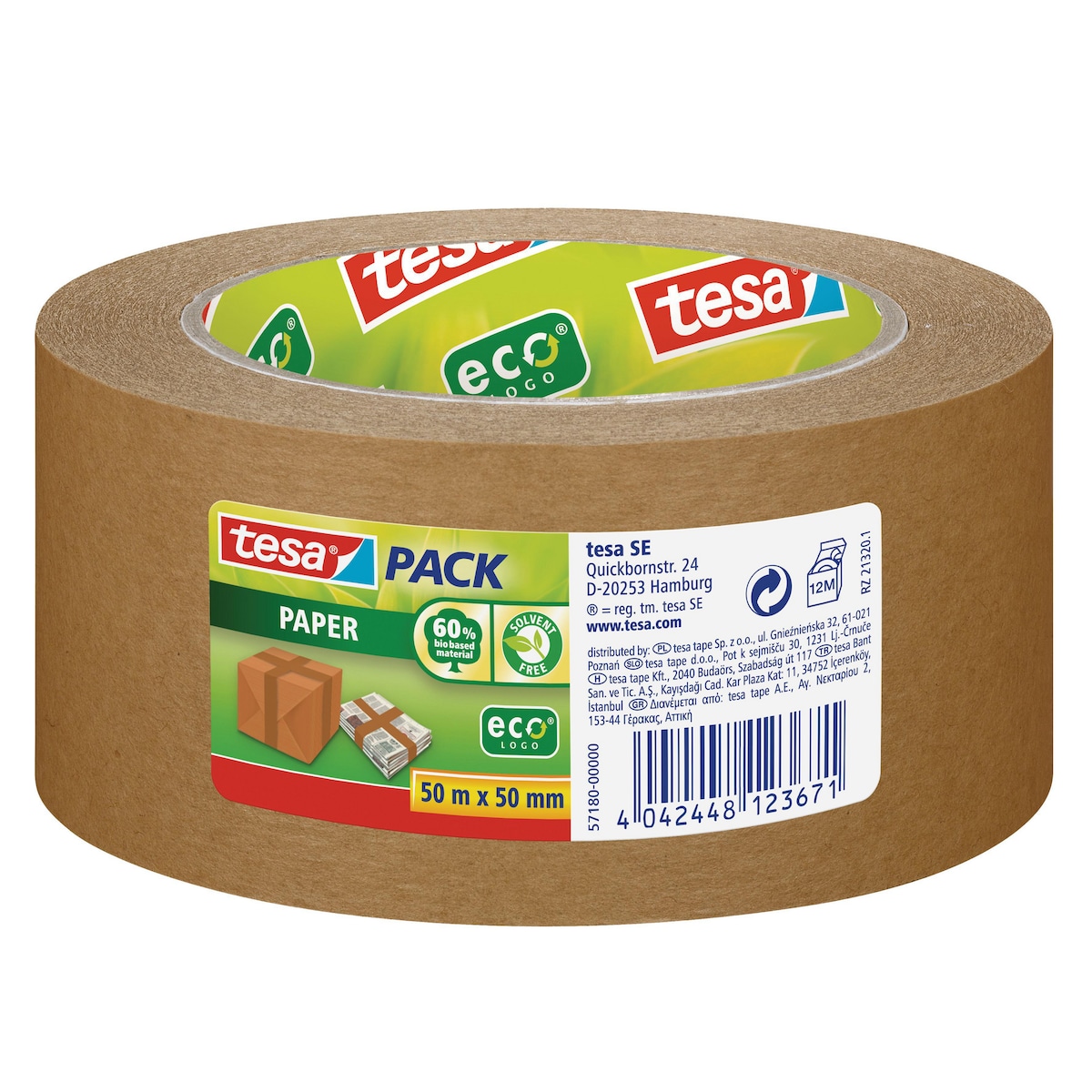 Tesapack® Paper EcoLogo®, Packband Papier, Lösungsmittelfrei, 50 M X 50 Mm Braun Tesapack® Paper EcoLogo®, Packband Papier, Lösungsmittelfrei, 50 M X 50 Mm Braun