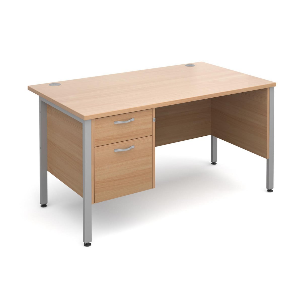 Maestro 25 SL straight desk with 2 drawer pedestal 1400mm beech Del Only Excl NI 1