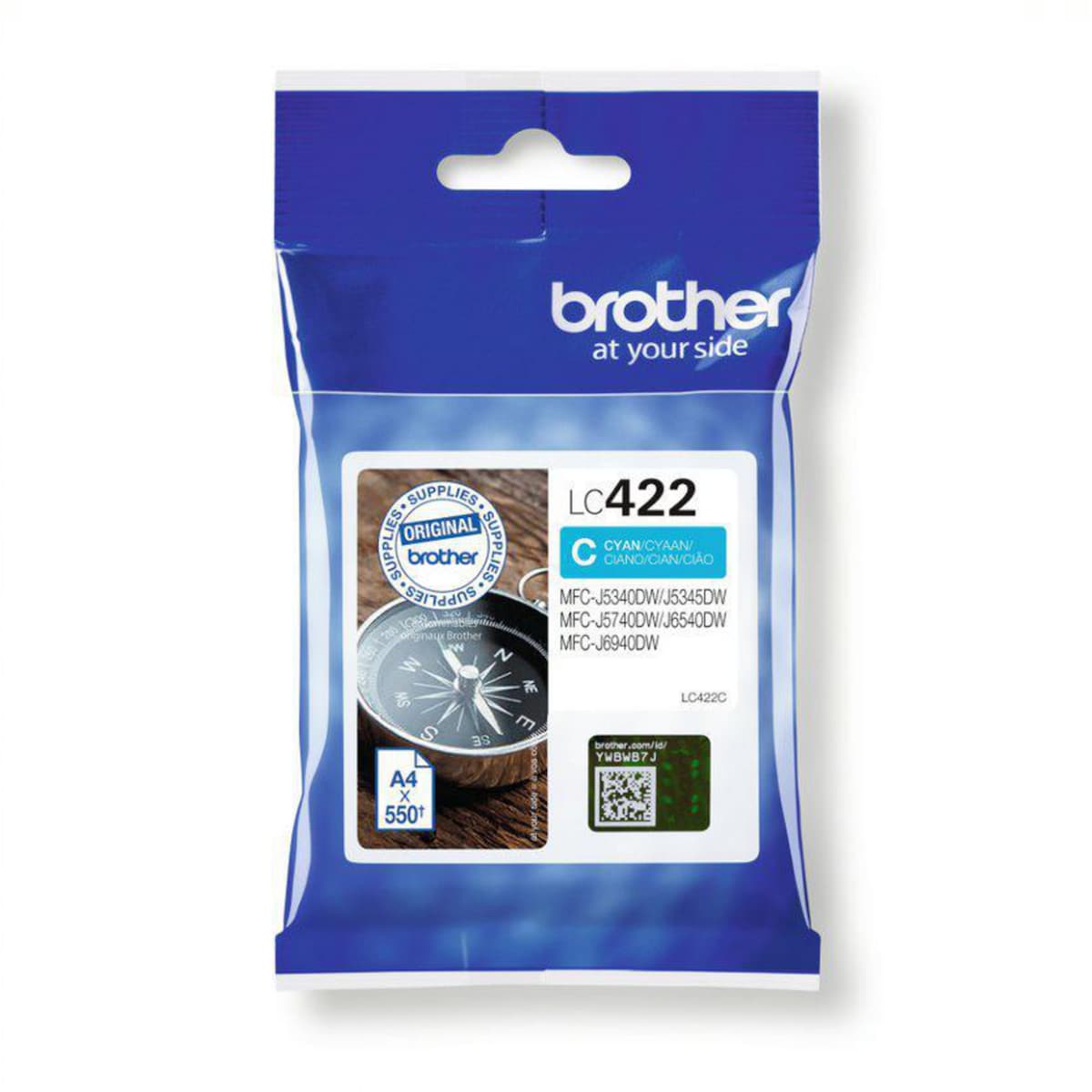 Brother LC422C Standard Yield Cyan Ink Cartridge, 550 Pages 1
