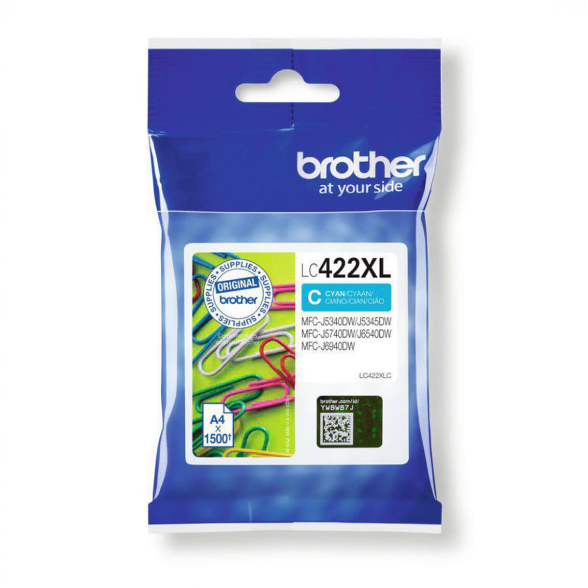 Brother LC422XLC High Yield Cyan Ink Cartridge, 1,500 Pages 1