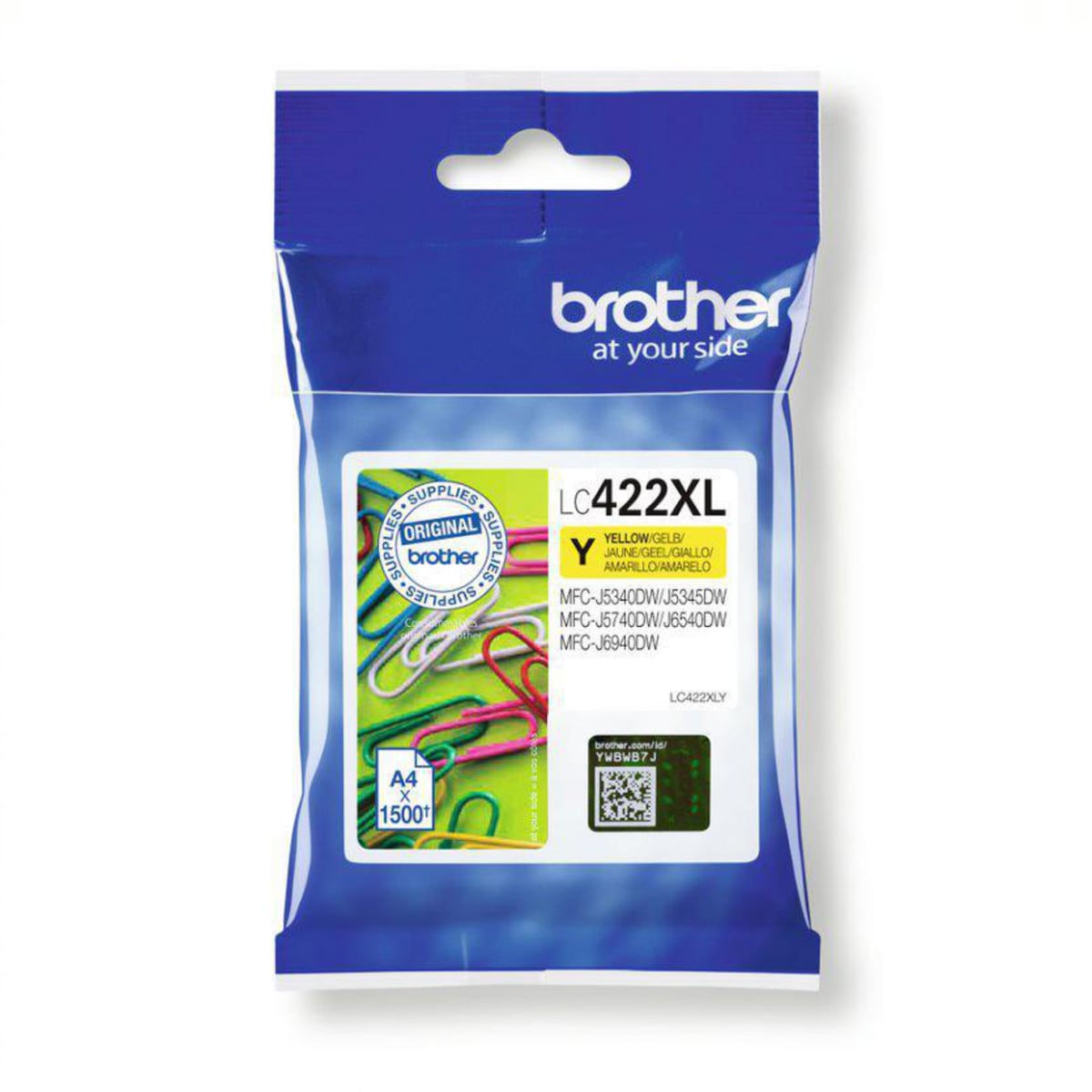 Brother LC422XLY High Yield Yellow Ink Cartridge, 1,500 Pages 1