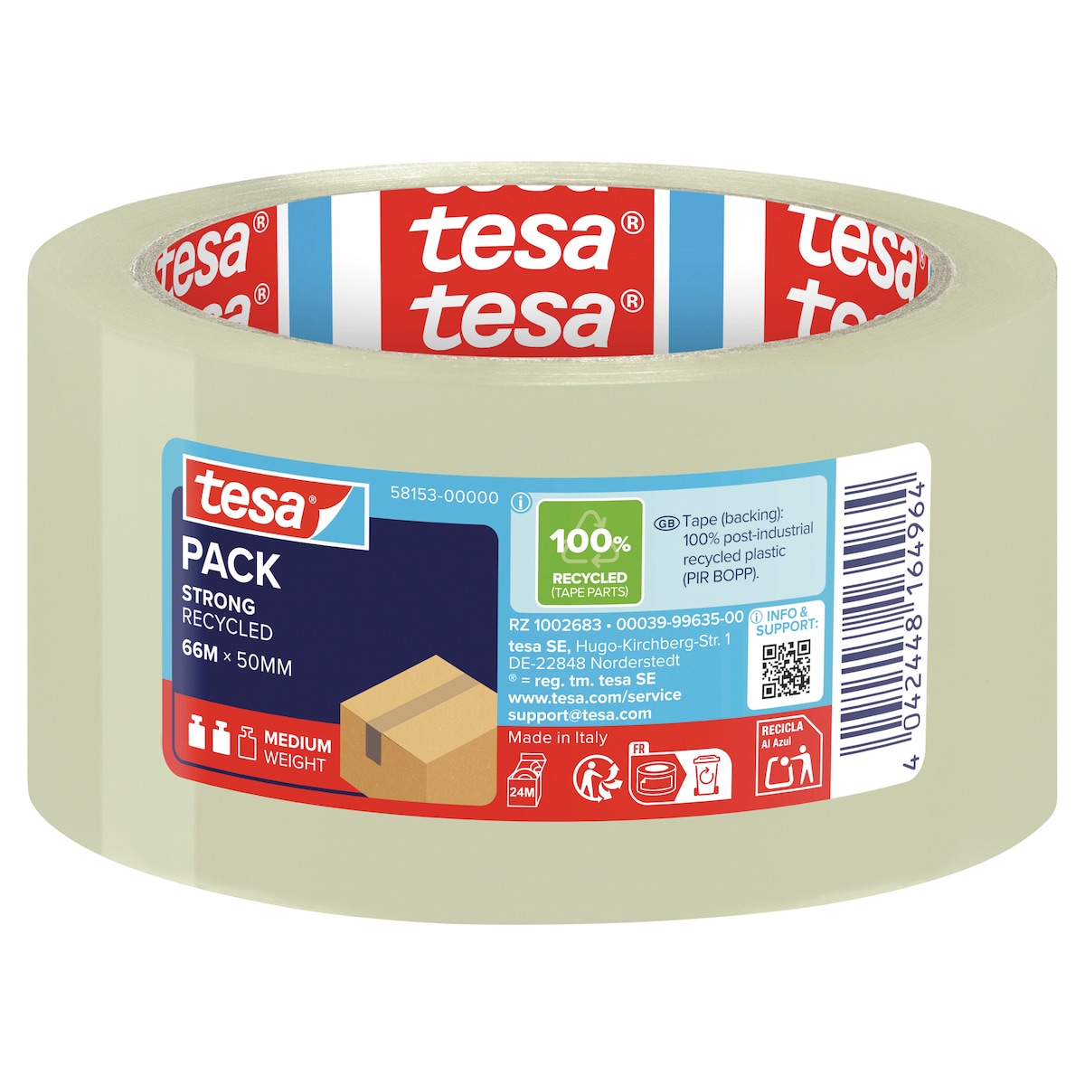 tesapack Eco & Strong Transparent Packaging Tape, 66M x 50mm 1