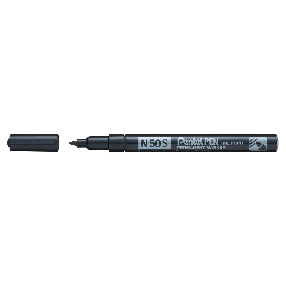 Pentel N50S Permanent Marker Bullet Tip S Black - Box of 12 1
